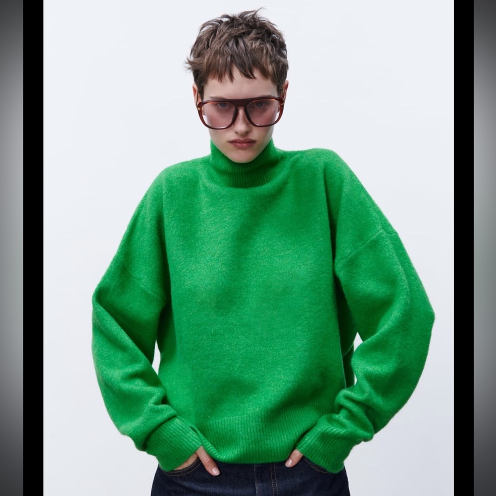 Zara green high neck sweater